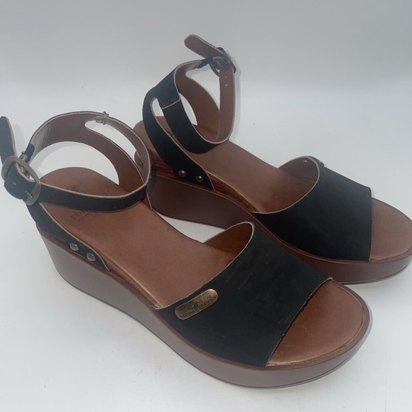 Lauren Ralph Lauren Shoes - Polo Ralph Lauren Black Suede Block‎ Heel Ankle Strap Sandal Women's Size 7.5